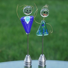 60812. Kærestepar. 14 cm. Blå og turkis. 60812. Kærestepar. 14 cm. Blå og turkis.